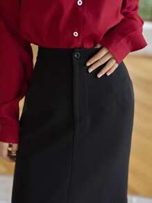 DAZY High Waist Mermaid Skirt - Black - View 8