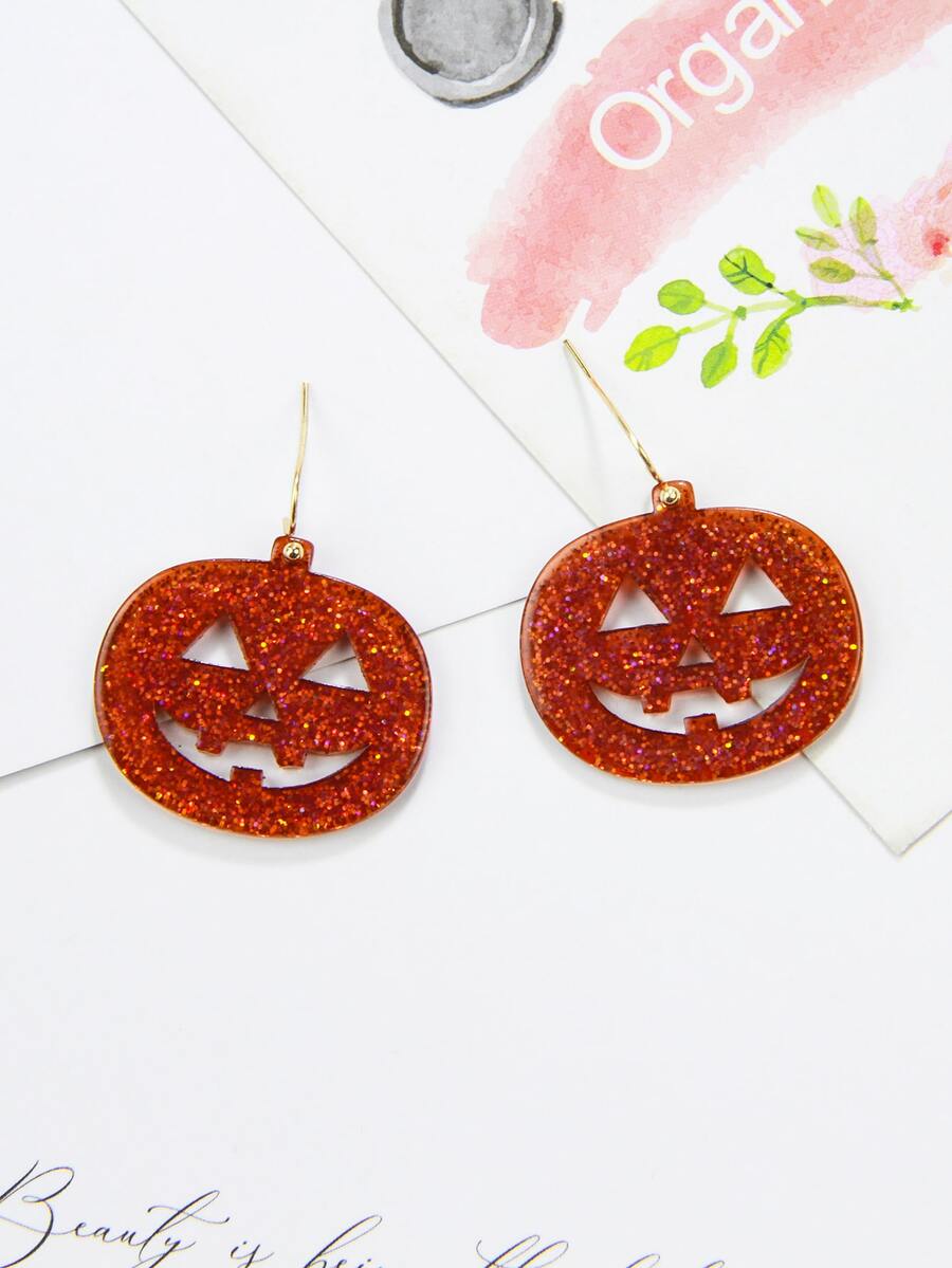 Halloween Pumpkin Drop Earrings - Multicolor - View 1