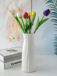 1 件塑料装饰花瓶，干花容器，创意花卉插花装饰，适用于室内、家居装饰、花瓶、餐桌装饰 - 白色 - 查看 1