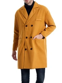 Manfinity Men Double Breasted Overcoat - Camel - View 4