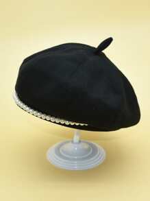 小女童人造珍珠裝飾貝雷帽