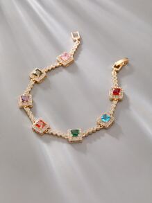 Cubic Zirconia Decor Bracelet - Multicolor - View 4