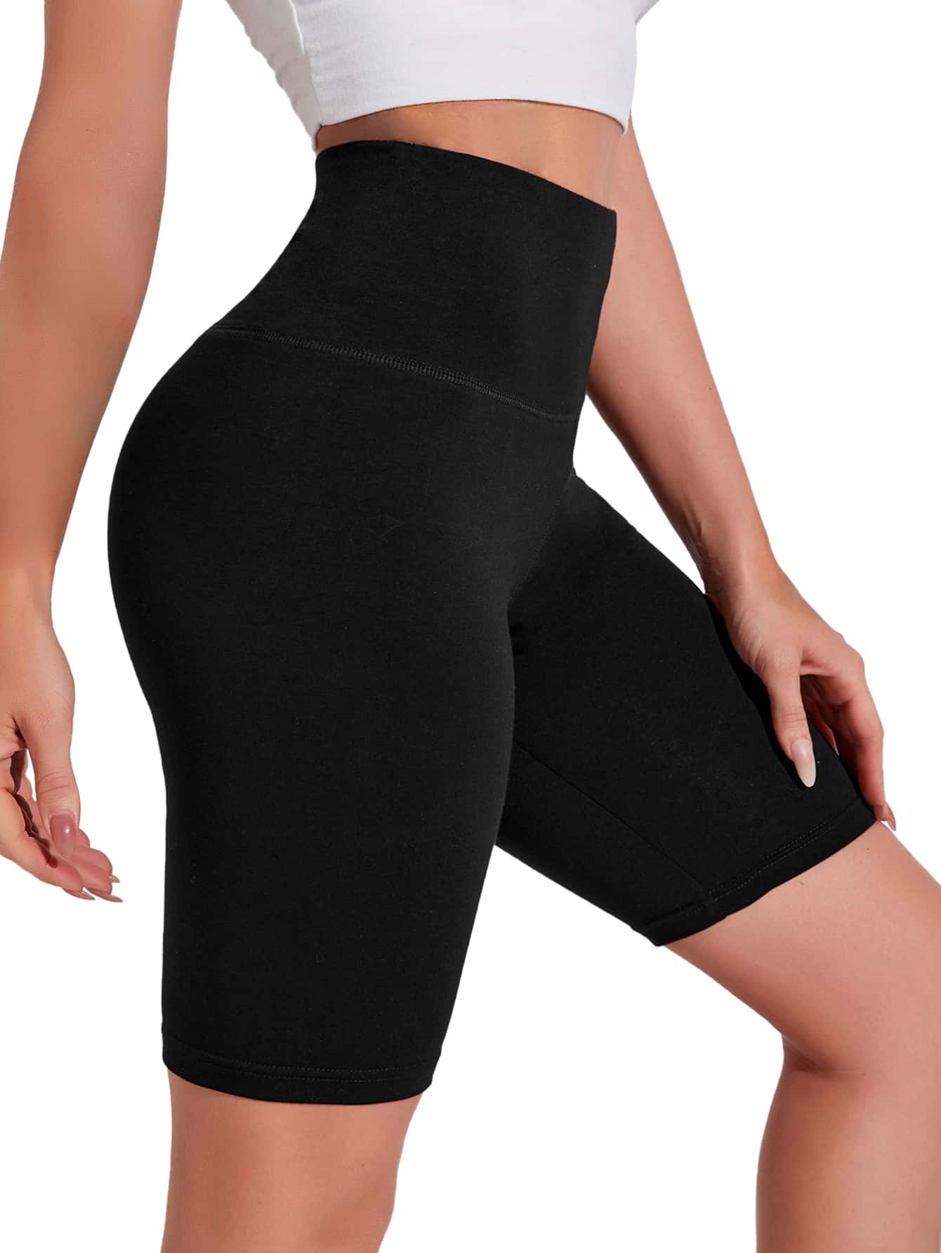 SHEIN BASICS 1pc Wide Sport Waistband Biker Shorts