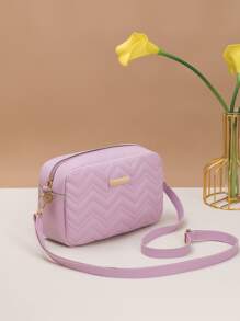 迷你幾何絎縫方形包 - 紫色 - 查看 5