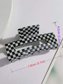 Kẹp tóc hình bàn cờ Kẹp tóc hình móng vuốt Kẹp tóc hình hàm Kẹp tóc - Đen và trắng - Xem 3