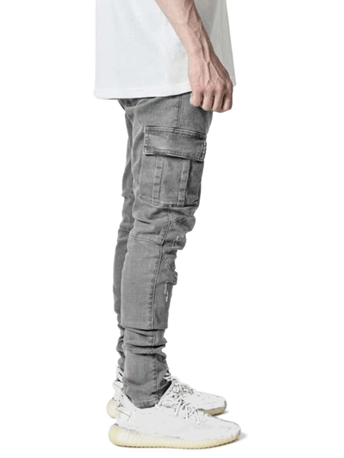 ROMWE Guys Flap Pocket Ripped Jeans SHEIN UK