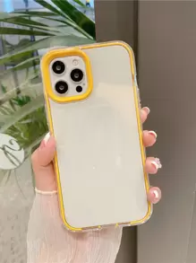 Contrast Frame Clear Phone Case,International Version, Not The Domestic Version - Yellow - View 2