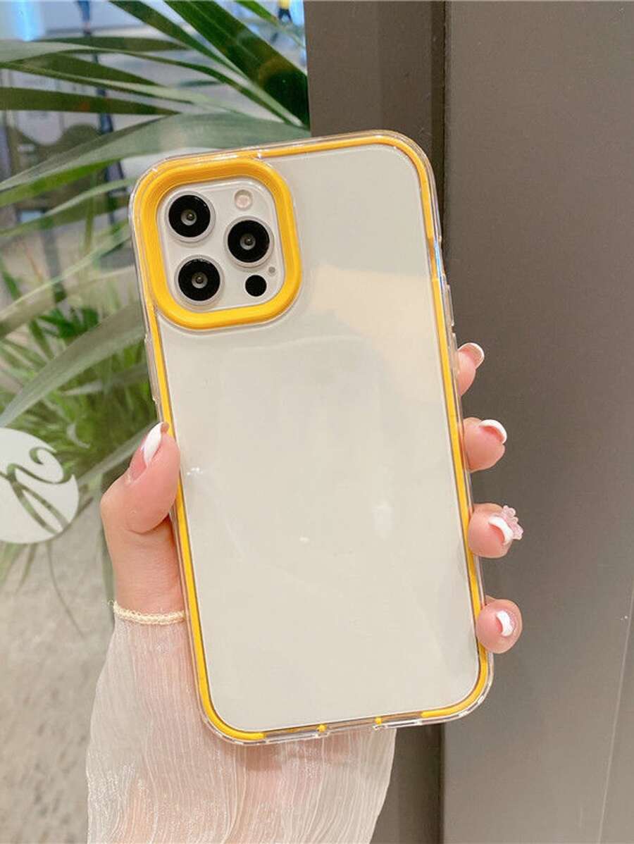 Contrast Frame Clear Phone Case,International Version, Not The Domestic Version