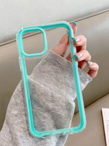 Contrast Frame Clear Phone Case Compatible With IPhone 11,Compatible With IPhone 13,Compatible With IPhone 14 Pro Max,International Version, Not The Domestic Version - Baby Blue - View 2