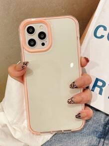 Contrast Frame Clear Phone Case Compatible With IPhone 11,Compatible With IPhone 13,Compatible With IPhone 14 Pro Max,International Version, Not The Domestic Version - Pink - View 3