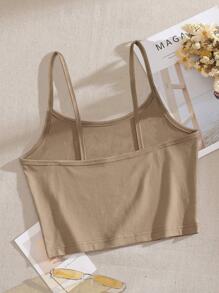 INAWLY 素色短版吊帶上衣 - 卡其色 - 查看 2