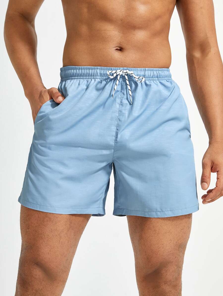 Manfinity Fitness Men Drawstring Waist Slant Pocket Sports Stretchy Shorts Gym Shorts Jogger Shorts - Baby Blue - View 1