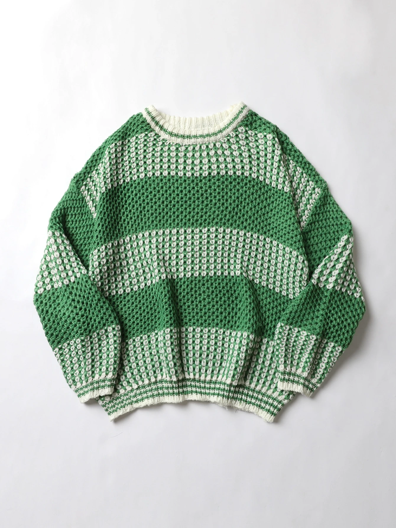 Two Tone Drop Shoulder Striped Trim Sweater | SHEIN USA