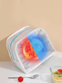 1pc Oxford Cloth Lunch Bag With Aluminum Foil Liner, Wheat Ear Print Lunch Bag For Office Work School