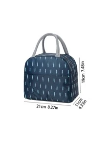 1pc Oxford Cloth Lunch Bag With Aluminum Foil Liner, Wheat Ear Print Lunch Bag For Office Work School