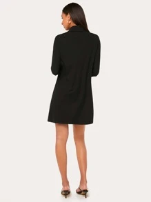 SHEIN Essnce High Neck Solid Tee Dress - Black - View 6