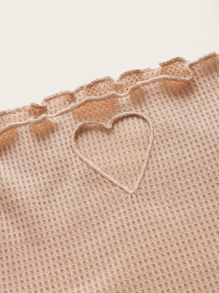 SHEIN EZwear Skära Ut Sallad Ordning Enkel Enkel Linne & Cami - Aprikos - Visa 3