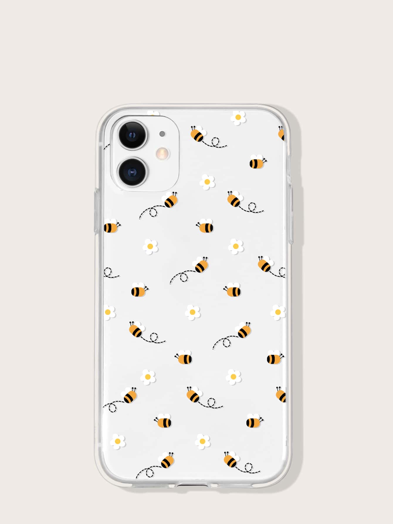 Bee & Floral Print Phone Case - Clear - View 1