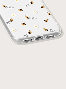 Bee & Floral Print Phone Case - Clear - View 3