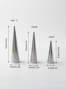 3 piezas moldes de cuerno de crema de acero inoxidable, moldes de crema antiadherentes con forma de cono de pastelería, molde de croissant - Plateado - Ver 2