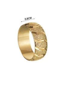 Fashionable and Popular Men Textured Ring Stainless Steel for Jewelry Gift and for a Stylish Look - Yellow Gold - View 3