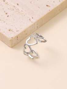1 Miếng Châu Âu và Châu Mỹ Retro Hợp kim Hình trái tim Xu hướng: Cắt giảm Mở Điều chỉnh Nhẫn Đối với phụ nữ , Thích hợp Đối với Mặc hàng ngày Và Lễ hội Món quà - Bạc - Xem 2