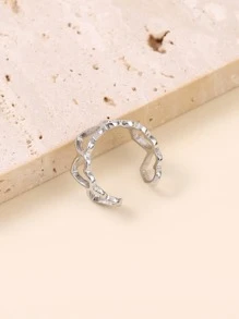1 Miếng Châu Âu và Châu Mỹ Retro Hợp kim Hình trái tim Xu hướng: Cắt giảm Mở Điều chỉnh Nhẫn Đối với phụ nữ , Thích hợp Đối với Mặc hàng ngày Và Lễ hội Món quà - Bạc - Xem 4