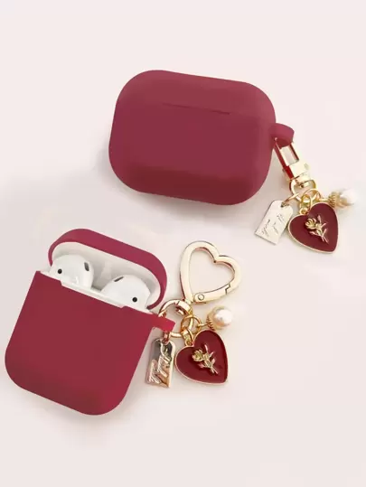 情人节心形吊坠装饰盒兼容 Airpods，不包括 Airpods 兼容 Airpods1/2 AirPods Pro Kawaii