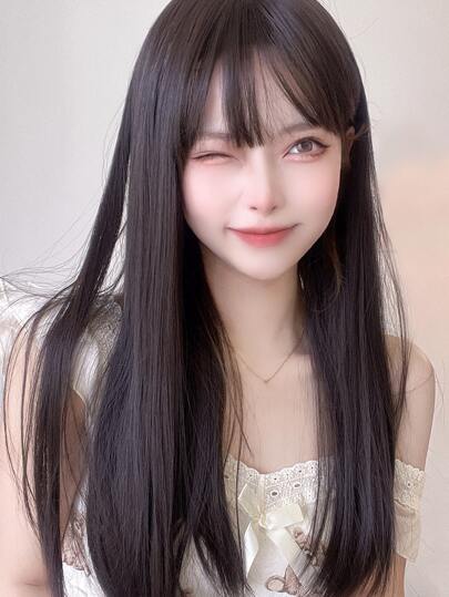 alicegarden 1個 合成耐熱ストレート ウィッグ ブラックブラウン