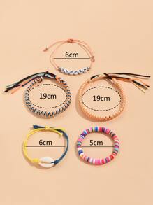 5入組貝殼裝飾手環 - 彩色 - 查看 3