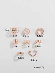 Bộ 7/8 khuyên tai kẹp hợp kim hình chữ C không cần xỏ khuyên - Hoa hồng vàng - Xem 3