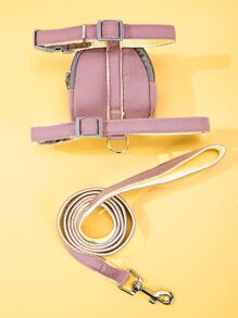 1set Pet Cute Pink Bee Design Collar And Leash Set