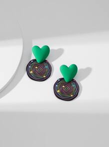 隨機心和圓形裝飾耳環 - 彩色 - 查看 1