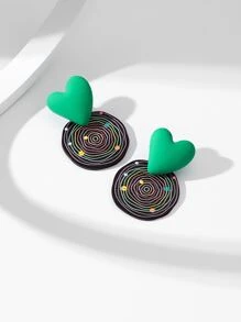 隨機心和圓形裝飾耳環 - 彩色 - 查看 5