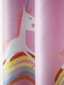 Unicorn Print Single Panel Curtain, Cute Blackout Window Curtain For Kids Bedroom - Multicolor - View 5