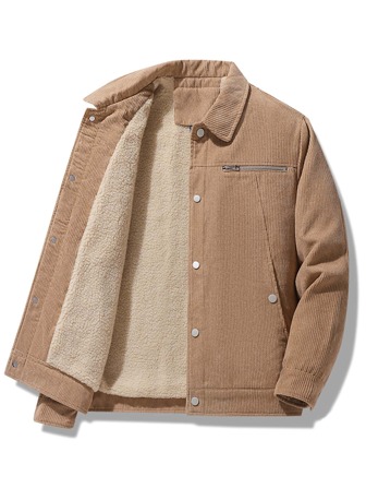 Manfinity Men Button Front Teddy Lined Jacket