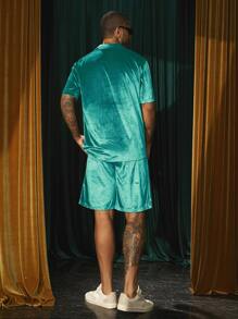 Manfinity AFTRDRK Bộ hai mảnh Nam Dây kéo Nút phía trước màu trơn Giải trí - Màu xanh bạc hà - Xem 2