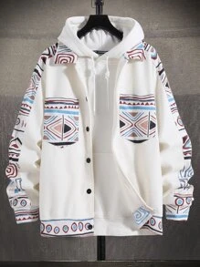 Manfinity Homme Men Geo Print Drop Shoulder Jacket Without Sweatshirt - Multicolor - View 1