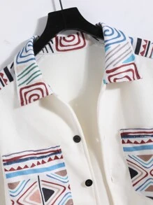 Manfinity Homme Men Geo Print Drop Shoulder Jacket Without Sweatshirt - Multicolor - View 3
