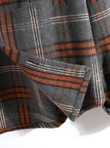 Manfinity Homme Men 1pc Long Sleeve Plaid Tweed Drawstring Hooded Colorful Vacation Husband Overcoat , Fall Winter - Multicolor - View 5