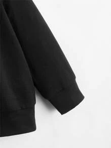 SHEIN Áo nỉ in hình nhân vật và chữ Nhật dành cho bé trai - màu đen - Xem 4