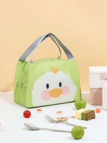 1pc Cartoon Graphic Lunch Bag, Cute Portable Lunch Box Storage Bag For Outdoor - Green - View 1