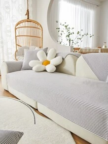 1pc Striped Pattern Sofa Towel - Light Grey - View 4