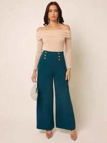 SHEIN Privé Off Shoulder Ruched Top - Apricot - View 5