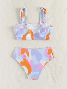 SHEIN Swim 2pcs Women Spaghetti Strap Bikini Set - Multicolor - View 3