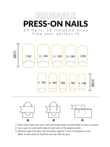 Transform Your Nails with 24pcs Extra Long Coffin Nude Khaki Matte Heart Line Fake Nail & 1sheet Tape & 1pc Nail File - Multicolor - View 5