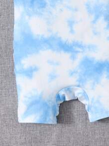 SHEIN Baby Girl Butterfly Print Tie Dye Cami Romper - Blue and White - View 4