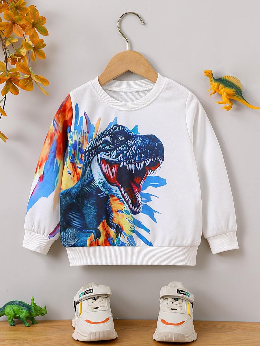 Niños Pullover con estampado de dinosaurio - Blanco - Ver 1