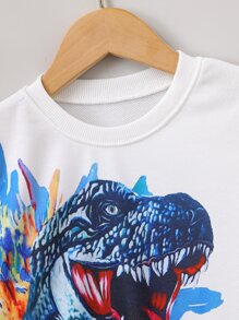 Niños Pullover con estampado de dinosaurio - Blanco - Ver 3