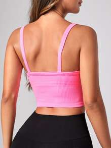 Core Rhythm Camiseta deportiva de manga larga con escote cruzado y espalda descubierta, tiras en los pulgares, color rosa intenso - Rosa - Ver 4